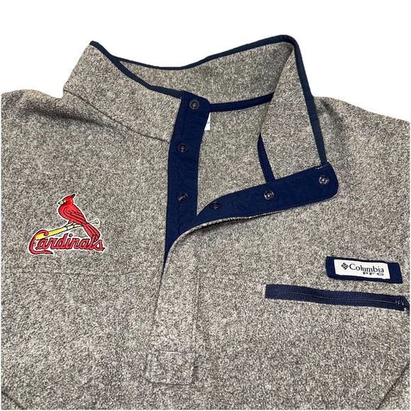 St Louis Cardinals MLB Columbia PFG‎ Fleece 1/4 Snap Pullover Gray Men's 2XL $90 - Picture 2 of 8